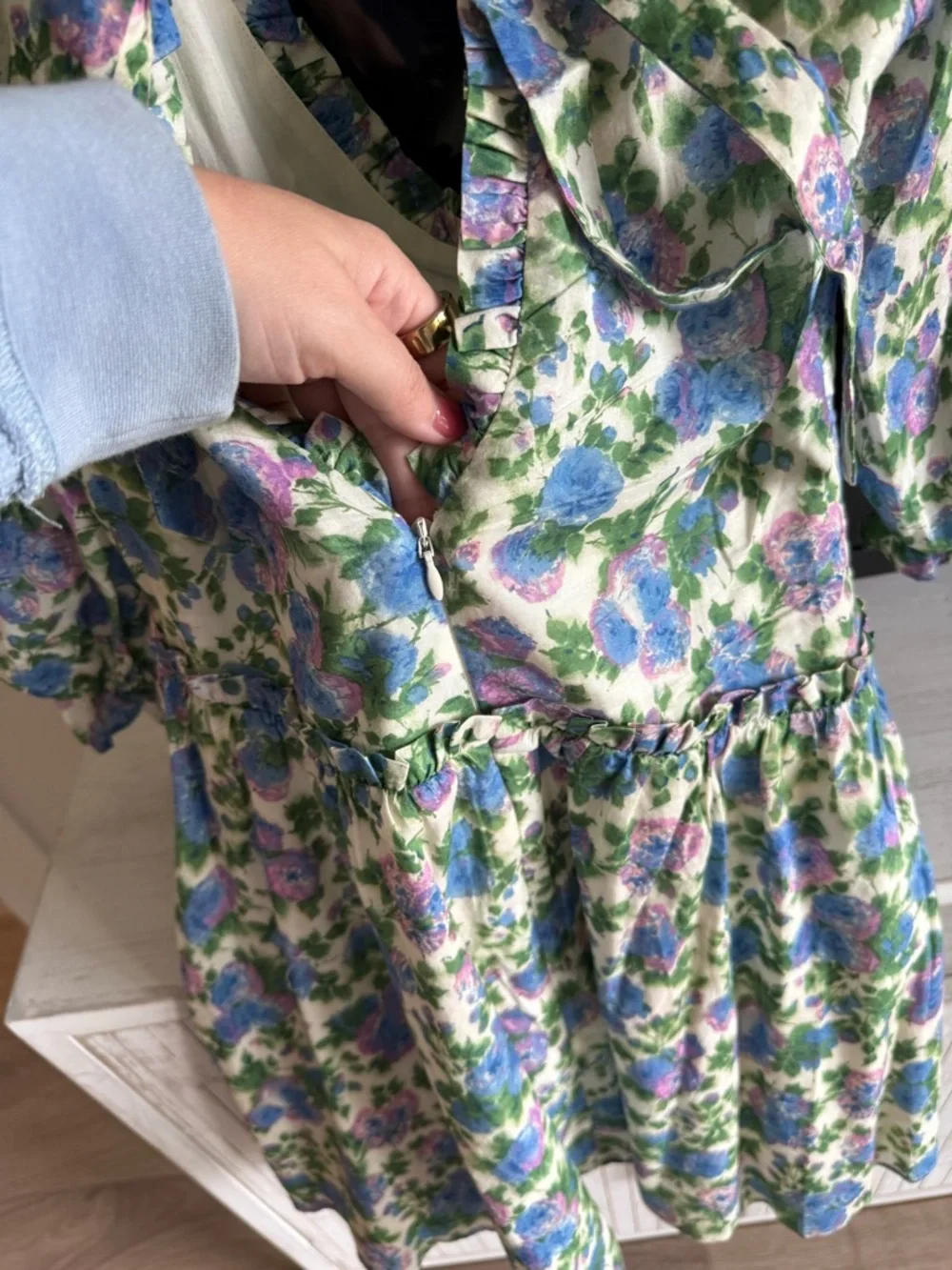 For Love & Lemons Floral 3/4 Sleeve Mini Dress - Picture 3 of 6